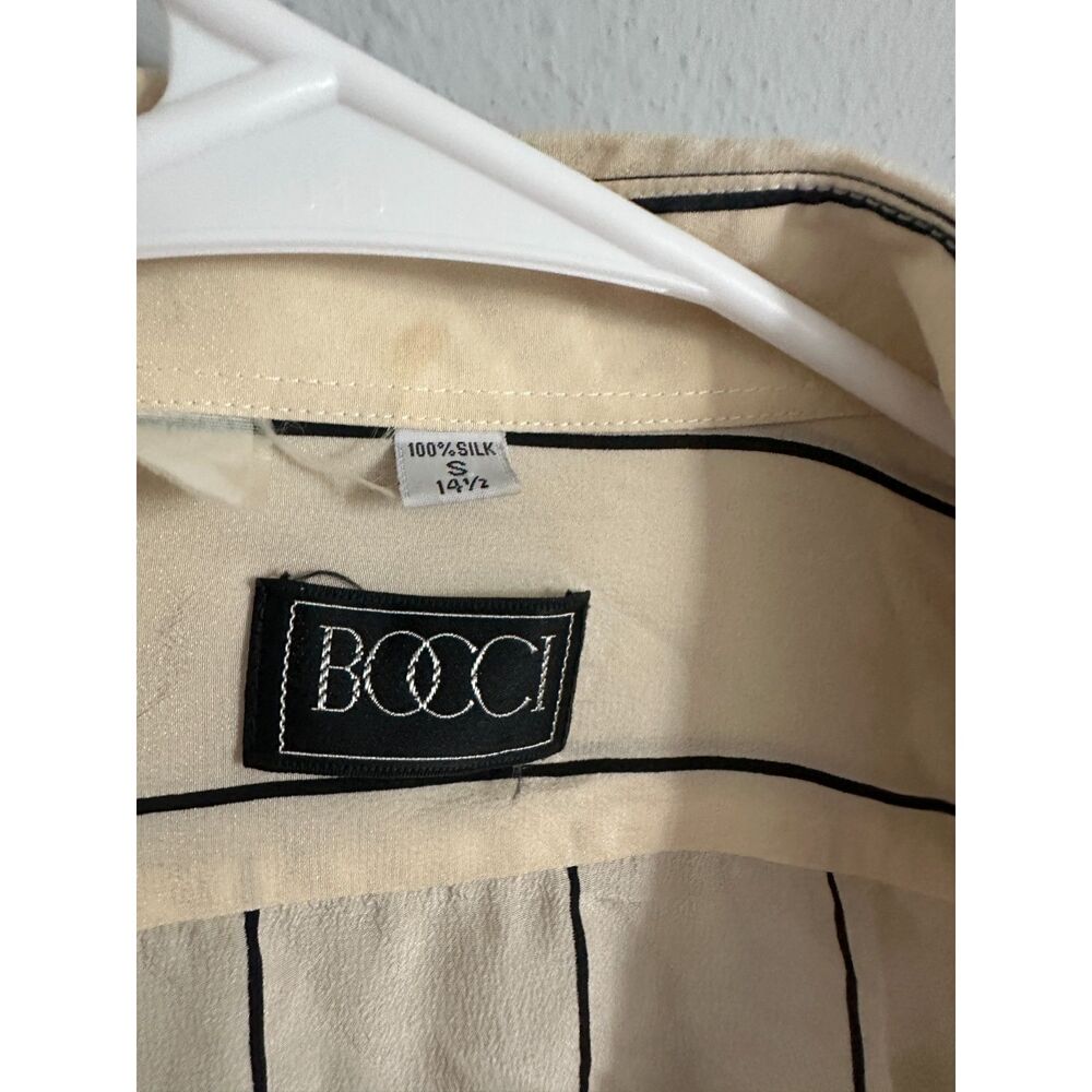 Vintage Bocci 100% Silk Striped Button Up Shirt Women's S Cream Black - Picture 5 of 8
